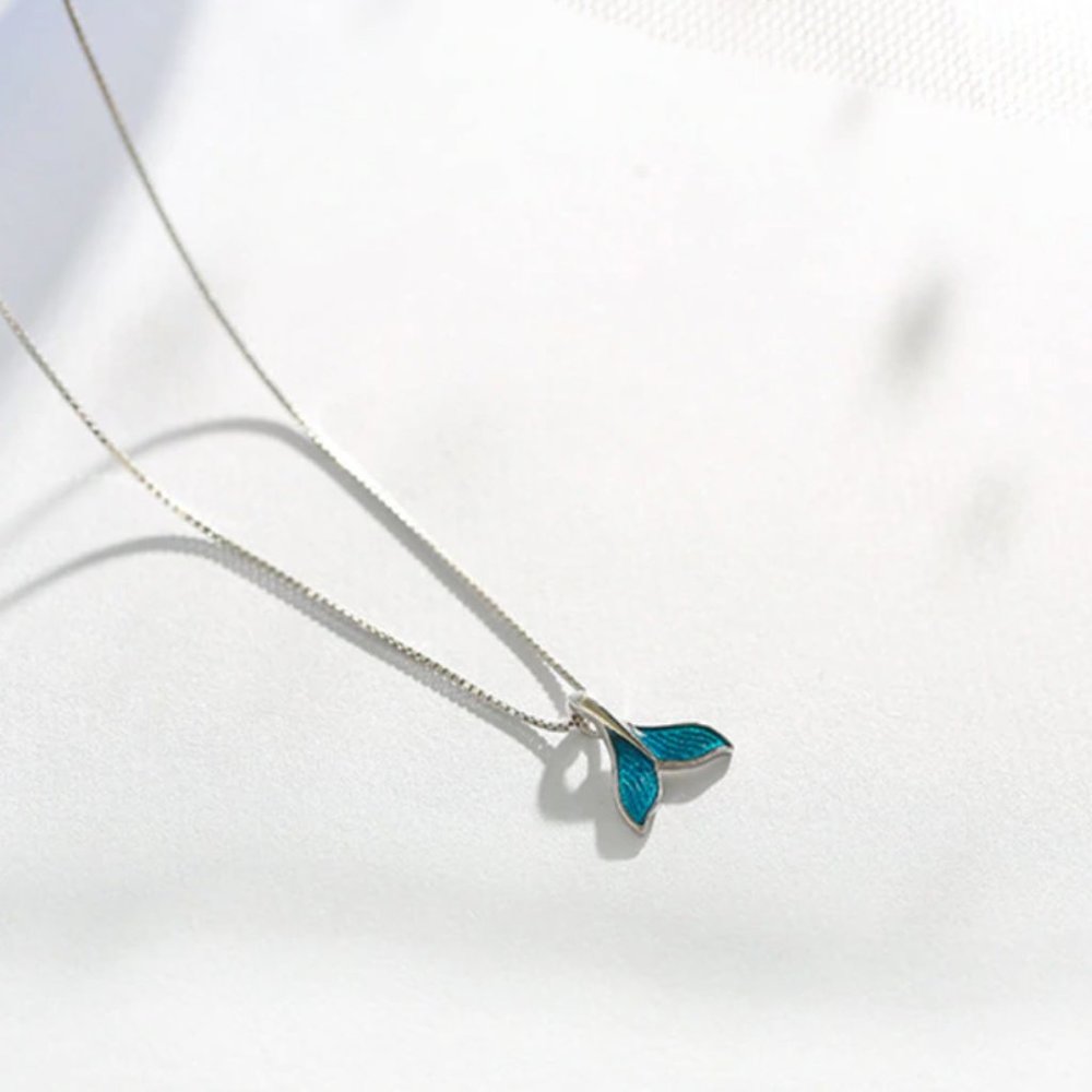 925 Sterling Silver Mermaid Blue Tail Necklace Truly Elevate Your Style-USA New